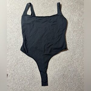 3X Skims Square Neck Essential Collection Bodysuit onyx black
